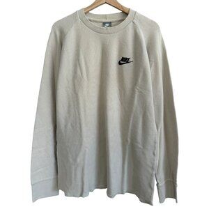 Vintage Y2K Nike Mens Thermal Long Sleeve Shirt Streetwear Skater Grunge Beige L